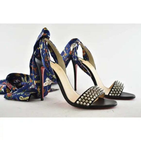 Christian Louboutin Sandale Du Desert Spikes 100 Black Sandal Heel Pump 36.5 - Picture 3 of 9
